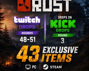 Rust Twitch + Kick Drops - All Available Rounds - 43 Items/Skins