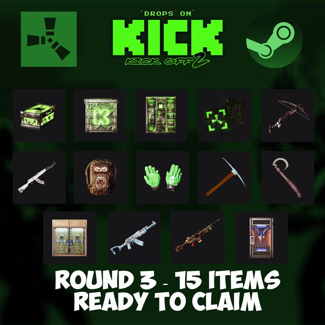 Rust Kick Drops - Round 3 - 15 Items | Ready to Claim - Etsy