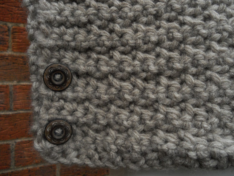 Oversize Girls tunic jumpertabardsweaterpullover chunky thick knit Hand crocheted oatmeal beige acrylic yarn. cowl neck