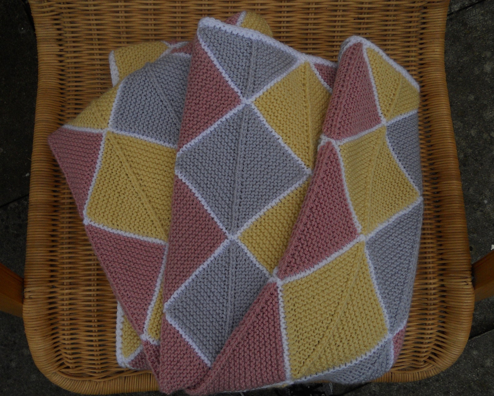 Blanket/afghan/throw Hand Knitted Checkered Squares Harlequin Etsy