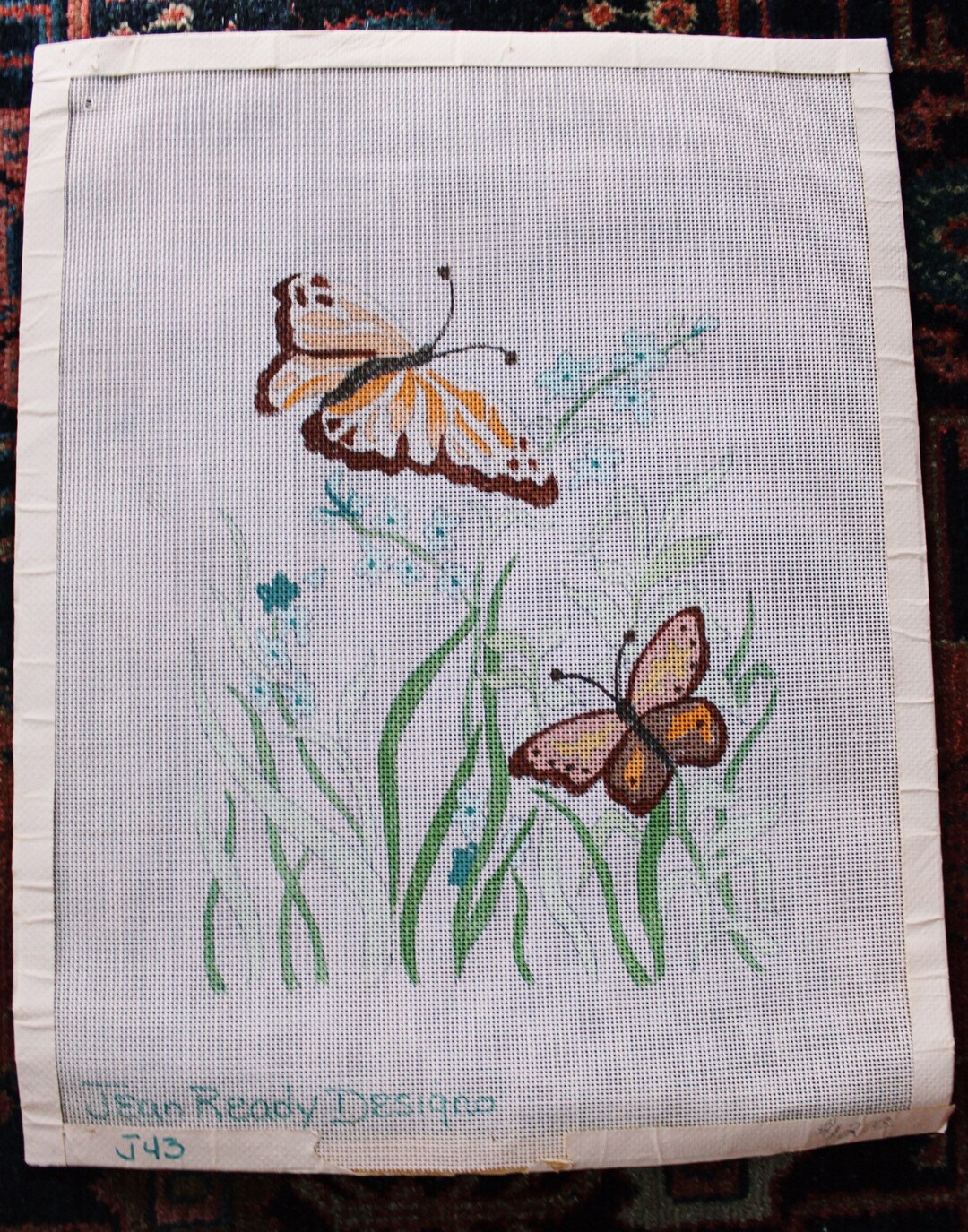 Vintage Handpainted Needlepoint Canvas Etsy