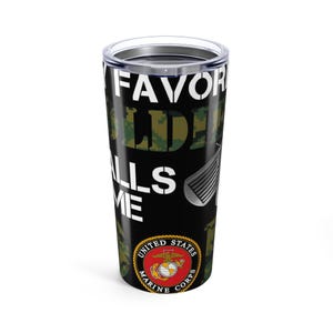 Military Appreciation Tumbler 20oz, Personalized Travel Mug, Gift for Veterans, Marine Corps Tumbler, Camouflage Drinkware, [...]