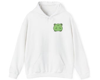 Cute Frog Graphic Hoodie - Cozy Unisex Sweatshirt, Kawaii Fashion, Gift for Nature Lovers, Comfortable Everyday Wear, Spring Style