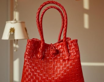 Mini Handwoven Tote Bag - Small Resort Style Handbag - Lightweight Vacation purse