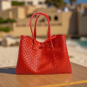 Bolso tote grande, tejido a mano, vibrante y alegre, elaborado en la isla de Bali - Bolso de verano