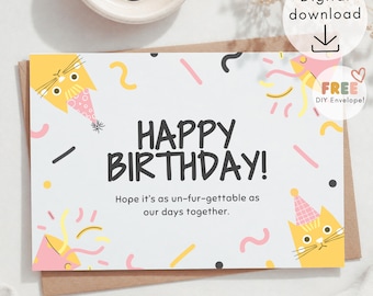 Cat Birthday Card, Funny Cat Birthday Card, Cat Lover Birthday Card, Cute Cat Greeting Card, Happy Birthday Card