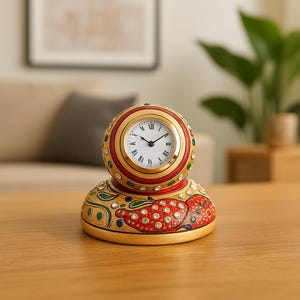 VIRARTI Handmade Marble Desk Clock Office Decor Indian Gift for Brother Sister Diwali Rakhi Birthday Return Gift Table Clock