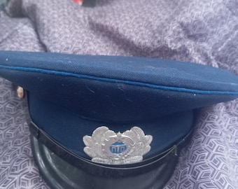 Vintage Soviet USSR PTO Uniform Cap, Blue Service Hat, Authentic Soviet Era Headwear, Collectible Militaria, USSR Memorabilia, gift for him