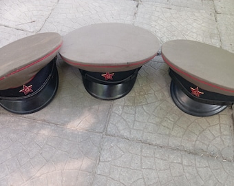 Original USSR soldier visor cap, vintage set 3 hats, size 55,57, Soviet military hat, Red Army collection, gift for him