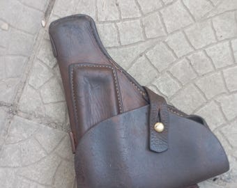 Vintage Soviet Nagant M1895 ,Leather Holster ,Original USSR Military Revolver Holster, Brown Leather Army Surplus Collectible Gift,Red army