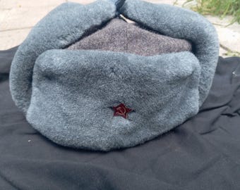 Original USSR ushanka, soviet military hat, size 58, Red Army ,Russian hat