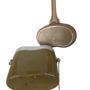 Vintage sovjetisk armématlåda, Sovjetunionens militära aluminiummatlåda, sovjetiskt soldatfältkokkärl, campinggryta, kalla krigets militär samlargåva