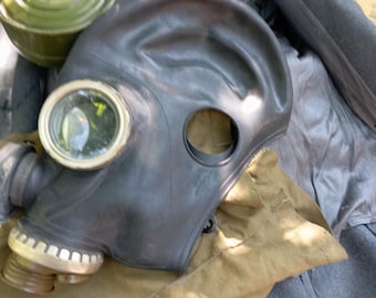 Black USSR GP-5M Gas Mask Full Set with Filter and Pocket (Size 1), collectable, gift for him, Chernobyl set, protective gas mask,cold war