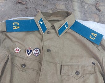 Vintage Soviet USSR Airborne VDV Uniform Tunic, Cotton Khaki Military Tunic, Large Size 52/5, Rare Soviet Army Collectible, paratrooper