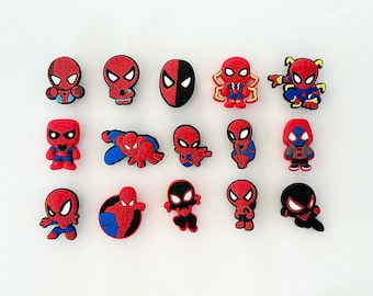 Anstecker Schuhanstecker Charms Schuhcharms Schuhe Schuhschmuck Schuhclip Pins Schuhanhänger Spiderman