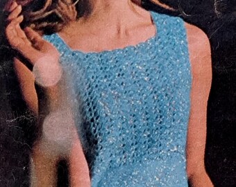 1960s Knit Mini Dress Pattern: Vintage Sleeveless Design (PDF Download)