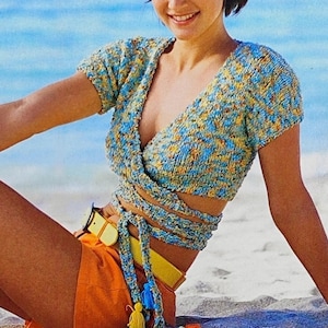 2000s Summer Easy Knitting Pattern PDF | Vintage short sleeve top - Wrap Jacket | Tank Top Summer Knit | Instant Download