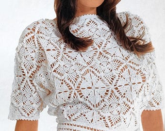 Vintage Crochet Top Pattern PDF: 2000s Lace Jumper (Digital Download