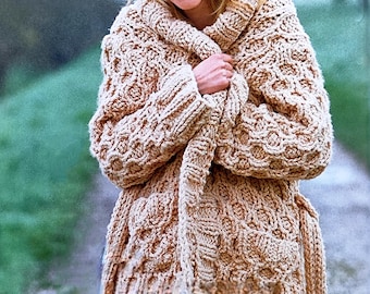 Vintage 1970s Floral Knitted Cardigan: Retro Acrylic Knitwear (L