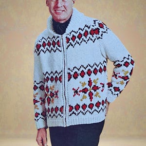 Modello PDF per giacca in maglia nordica / Cardigan vintage Fjord per uomo / Download digitale