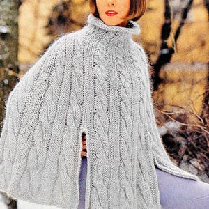 Vintage Cape Knitting Pattern PDF | Knitted Autumn Cover-up for Women |2000s Style Women&#39;s Elegant Poncho Pattern | Digital Download