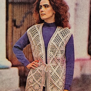 Vintage Long Vest Pattern PDF  | Lace Waistcoat Crochet Pattern | Digital Download