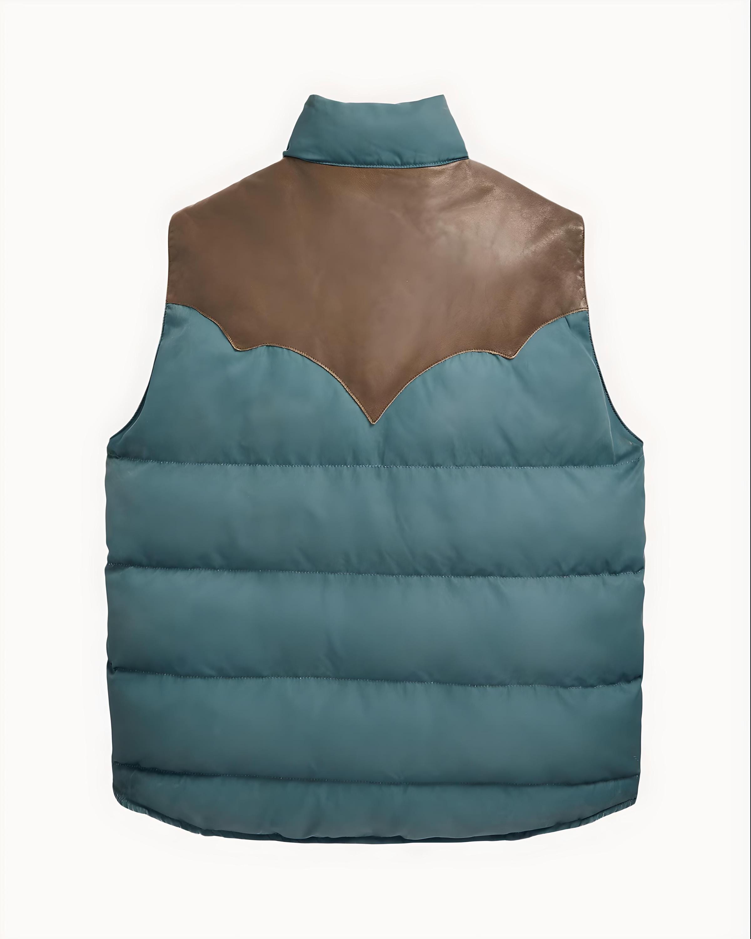 ジャケット・アウター rocky mountain leatheryoke downvest Leather-yoke Quilted Gilet for Men, Rocky Mountain Down Vest