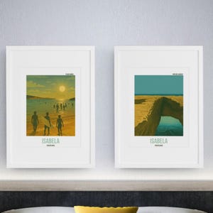 Isabela, Puerto Rico Kunst-Paket | 2 Digitaldrucke | Brandungsstrand & Pozo de Jacinto | Retro Karibik Wand Kunst Download