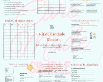 Kit Imprimible para Cuidadores | Registro Diario, Medicamentos, Signos Vitales y Citas Médicas | PDF Bilingüe CareMade Simple