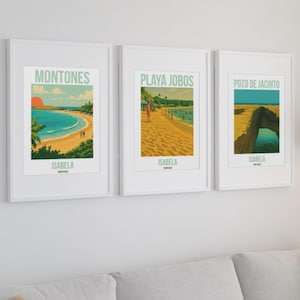 Isabela Porto Rico Kunst Bündel | 3er Set Digitale 18x24 Drucke | Jobos Beach, Montones, Pozo de Jacinto | Tropische Küstenwand-Dekor