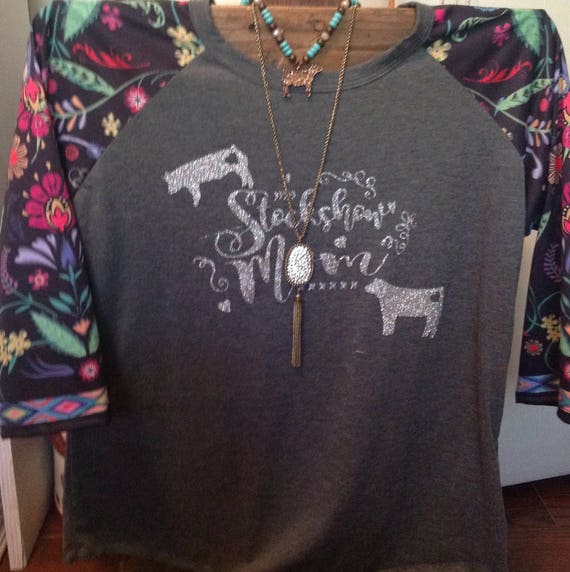 Show Mom on Gray Floral Length Sleeve Tee - Etsy