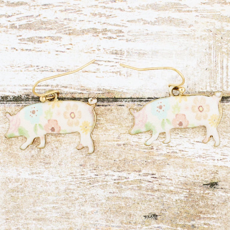 Blue or Pink Floral Pig Necklace 18EarringsBracelet or Set