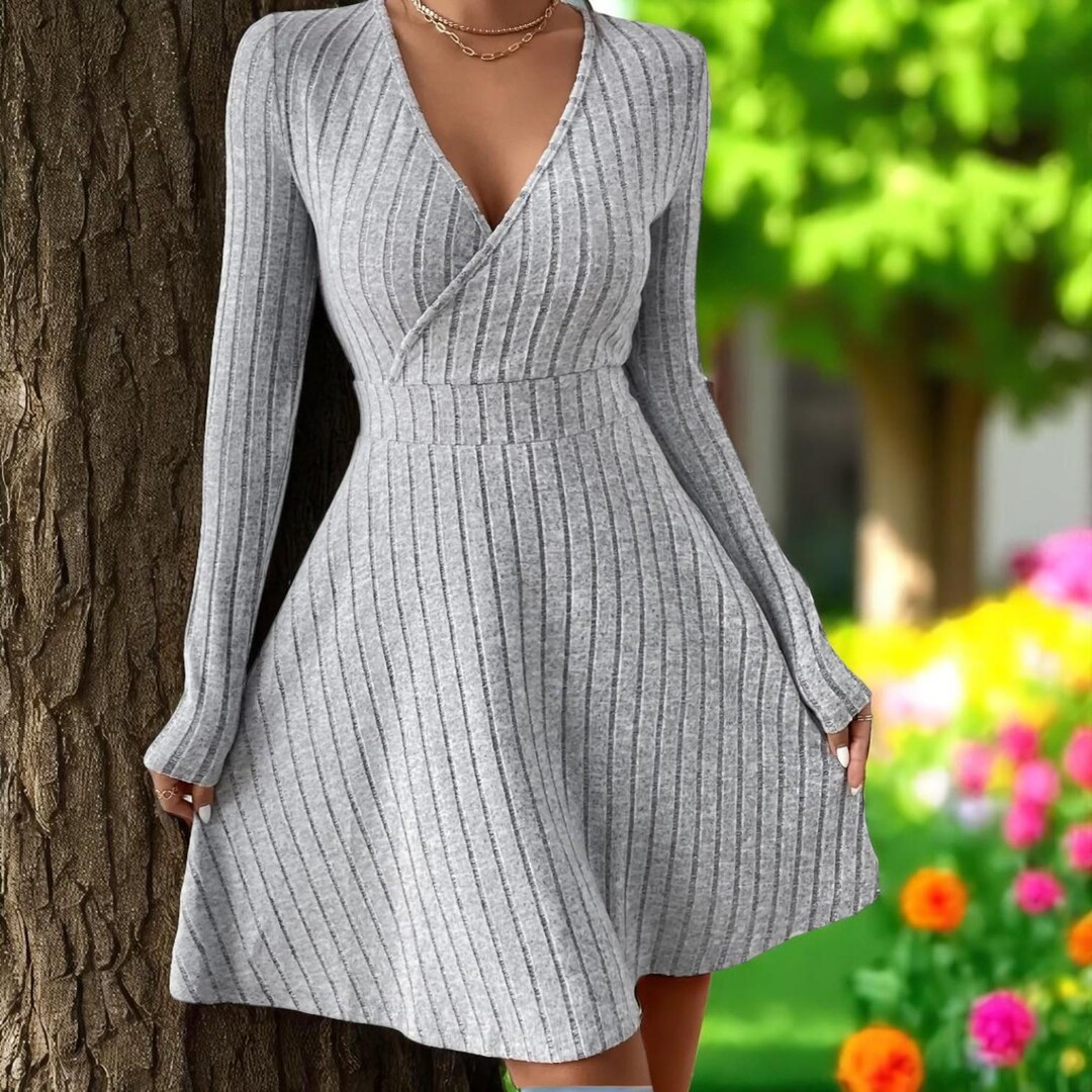 short knitted dress Ribbed Knit Short Sleeve Sweater Dress (multiple colors) – Goose Creek  Boutique Printing Co main image 1