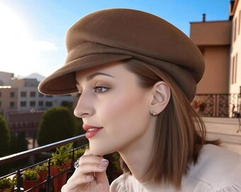Vintage Liz Claiborne Wool Blend Newsboy Cap With Genuine 