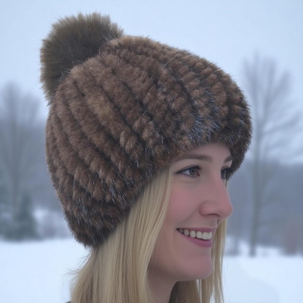 Faux Fur Pom Beanie: Ultra Warm Winter Hat