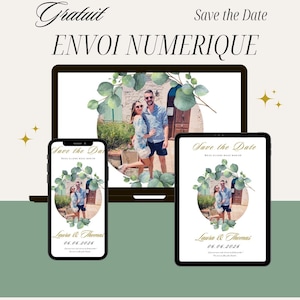 Save the Date personnalisé – Envoi numérique gratuit – Annonce mariage à partager – Carte digitale à imprimer ou envoyer