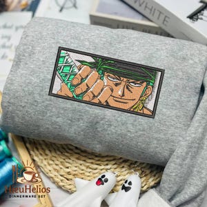 Chic Anime Embroidery Crewneck, Stylish Anime Embroidered Clothing, Personalized Anime Gift for Fans