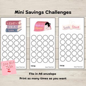 Cute book mini savings challenge insert a6