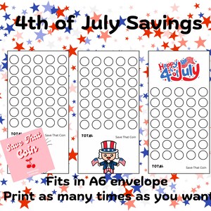 Mini savings challenge for the 4th of July set 1