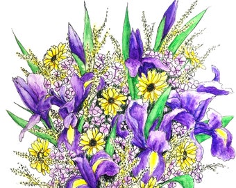 Iris bouquet digital print