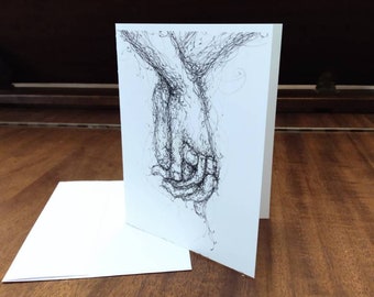 Hand Holding Love Greeting Cards  Digital  - downloadable digital file - blank card inside