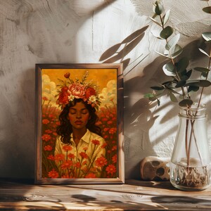 Impresión de pintura al óleo - Cama de flores l Póster de papel mate de calidad de museo (imperial) l Decoración del hogar con pintura al óleo l