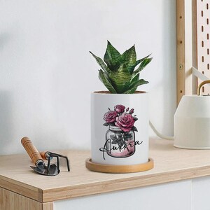 Personalized Name & Birth Flower Ceramic Plant Pot