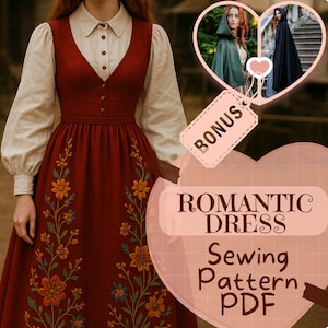 Medieval Dress and Blouse Sewing Pattern PDF Renaissance Gown Victorian DIY Dress Victorian Viking Fantasy Costumes Halloween Pattern Women