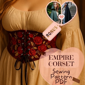 Renaissance Underbust Corset Sewing Pattern PDF Medieval Corset Fantasy Victorian Corset Viking Corset Costume Halloween Pattern Beginner