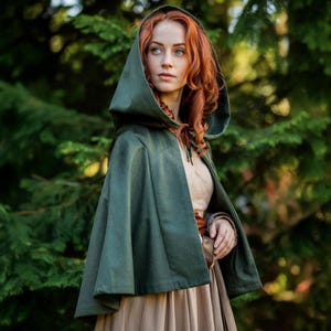 Classic Short Hooded Cape Sewing Pattern PDF, Short Hooded Cloak with Tie Neck, DIY Cloak Costumes Halloween Cape Pattern Beginner Women Men