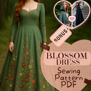 Renaissance Princess Dress Sewing Pattern PDF Medieval Gown Medieval DIY Dress Victorian Viking Fantasy Costumes Halloween Pattern Women