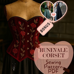 Renaissance Overbust Corset Sewing Pattern PDF Corset Gothic Medieval Victorian Corset Viking Fantasy Costume Halloween Pattern Beginner PDF