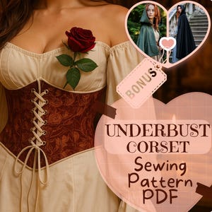Medieval Victorian Underbust Corset Sewing Pattern PDF Waist Cincher Corset Belt Renaissance Corset Viking Fantasy Costume Halloween Pattern
