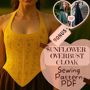Medieval Corset Top Sewing Pattern PDF Renaissance Corset Top Victorian Corset Viking Fantasy Costume Halloween Sewing Pattern For Women